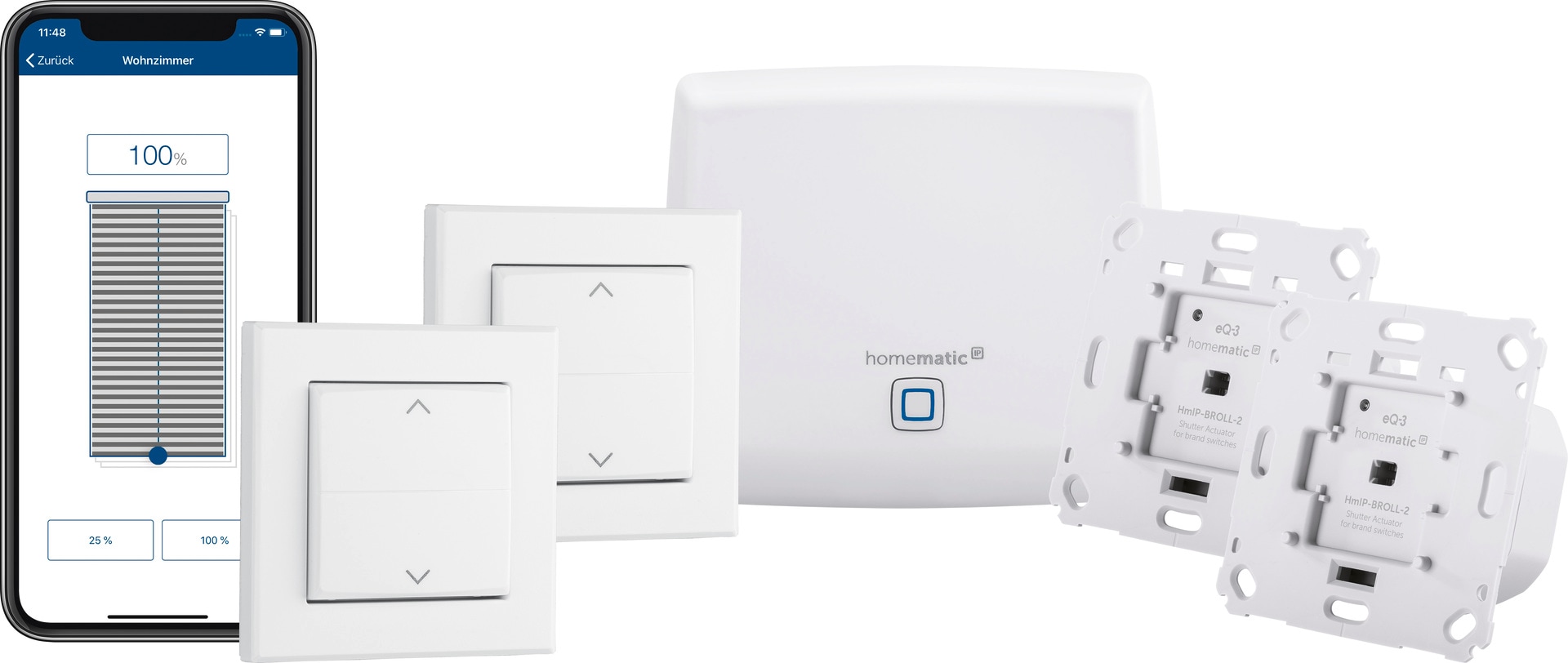 Homematic IP Smart-Home Starter-Set »Starter Set Beschattung« Smart Home für 2 Rollläden & Markisen