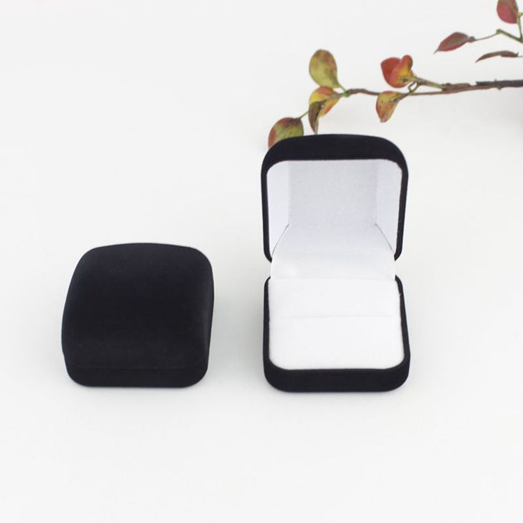 (6x5x3cm) Quadrat Ringschatulle Samt Schmuck Organizer Box für Ringe / Ohrringe - Schwarz / Weiss