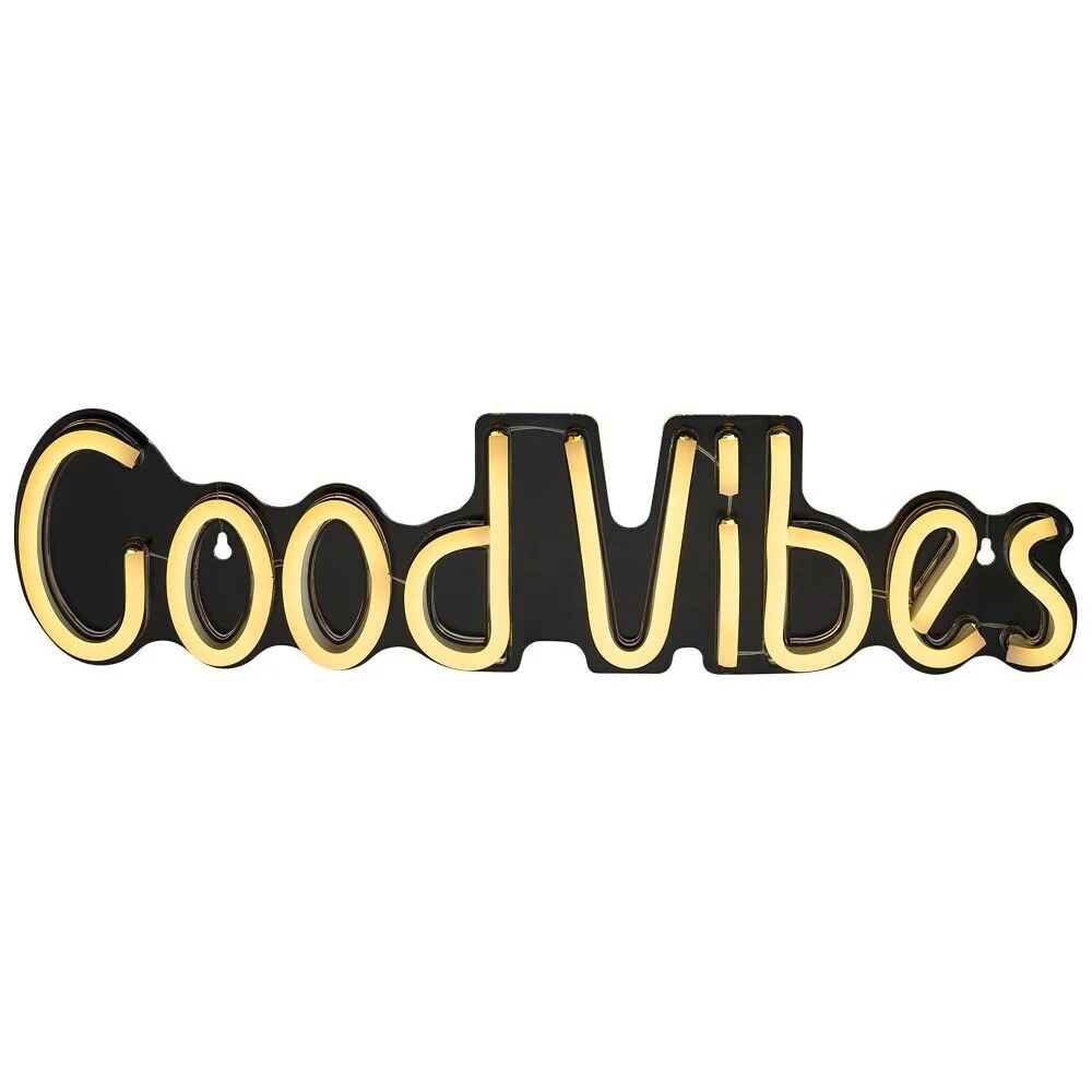 Néon LED inscription Good Vibes jaune