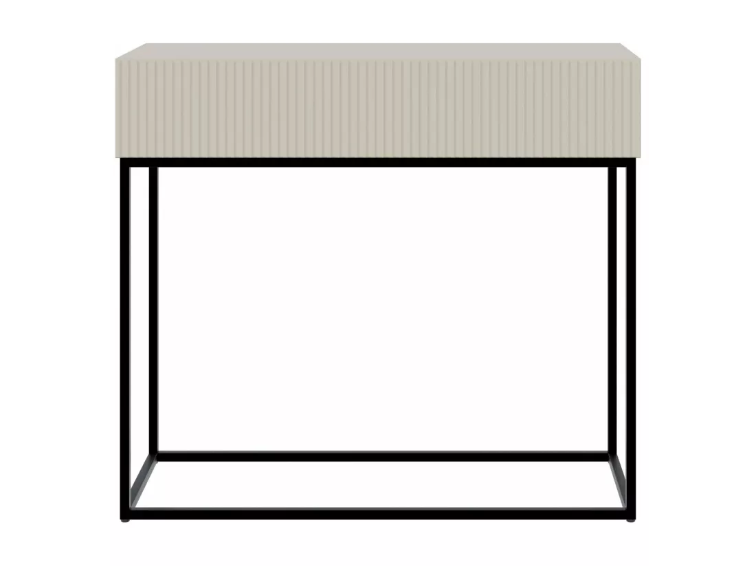Table console avec tiroir - debout - 90 cm - grėge - avec pieds noirs - VELDIO