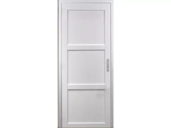 Bloc Porte Korya Blanc 3 Panneaux H204 X L73 Poussant Gauche Côtes Tableau +poignée Gd Menuiseries