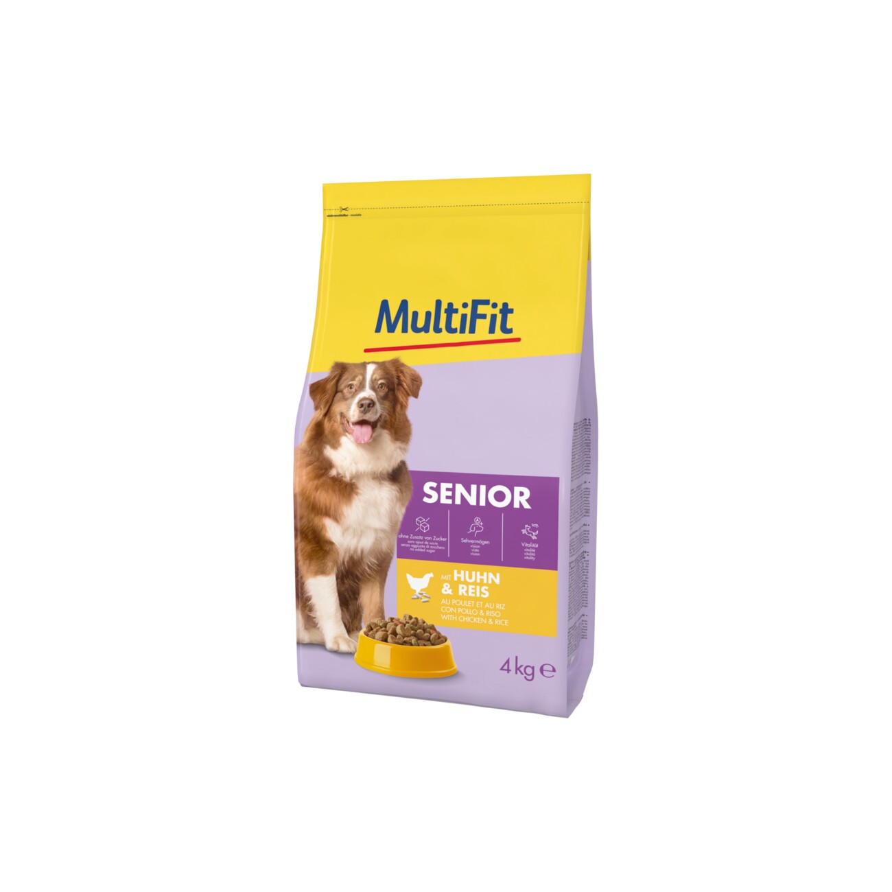 MultiFit Trockenfutter Hund Senior Geflügel und Reis 4 kg