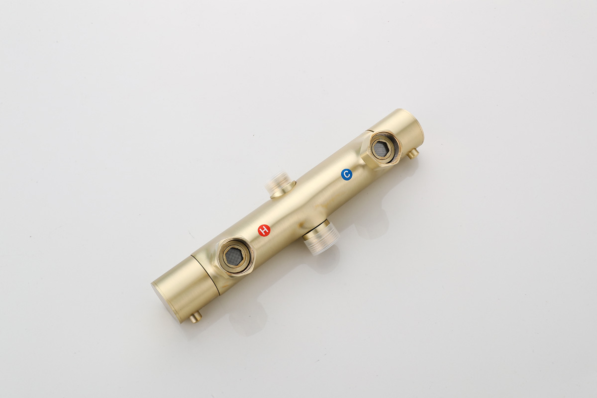 Saniclear Brass Pro opbouw regendouche geborsteld messing / mat goud 30cm hoofddouche staaf handdouche