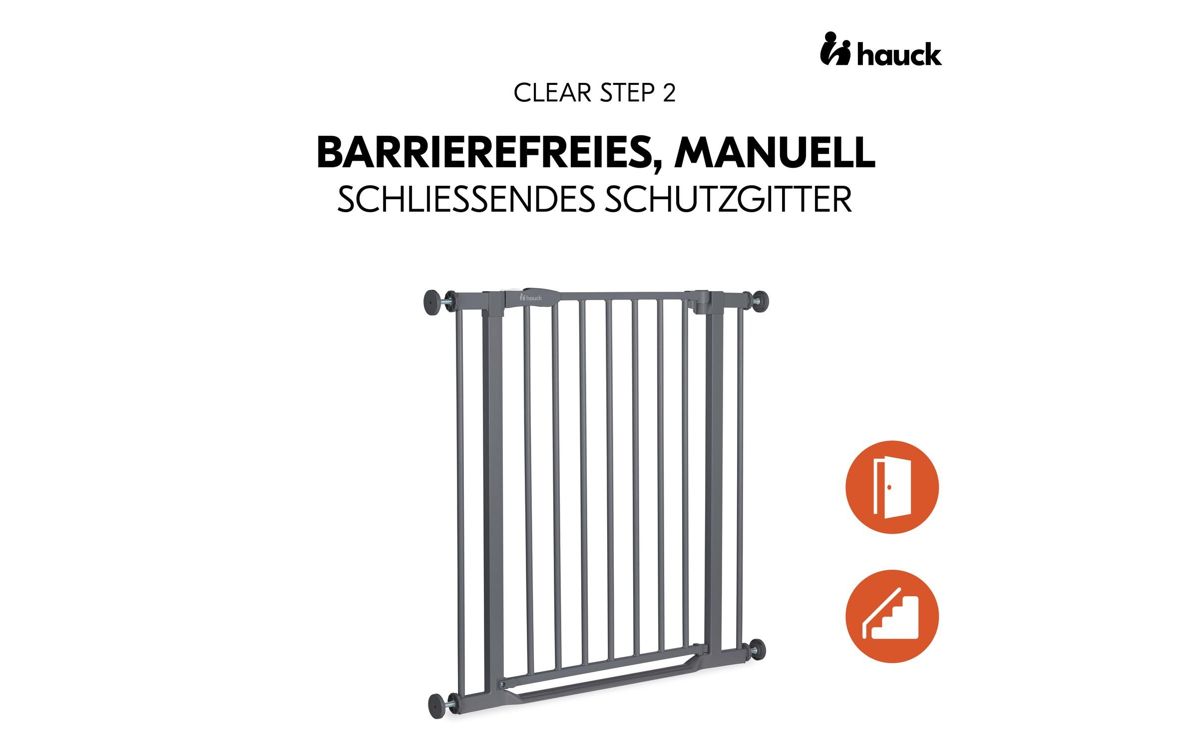 Türschutzgitter Clear Step 2 Dark Grey 75 cm - 80 cmBarrierefreies, manuell schliessendes Tür- und Treppenschutzgitter-Set