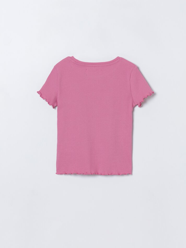 Conjunto com 2 camisetas caneladas - Framboesa