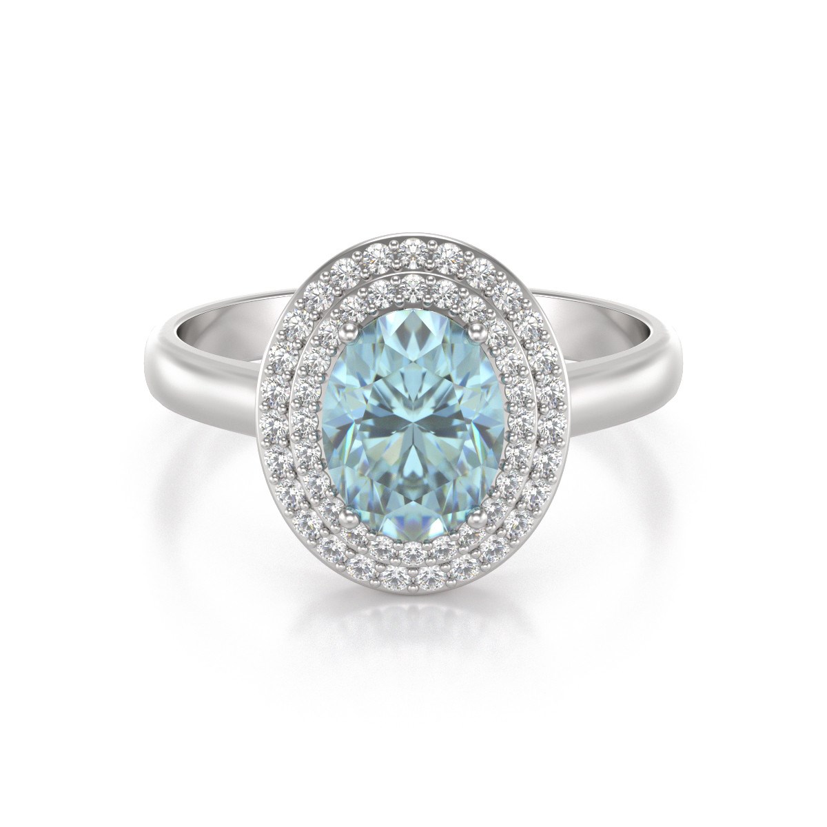 Bague Or Blanc 750 & Aigue-Marine | Embellie de Diamants - Aden