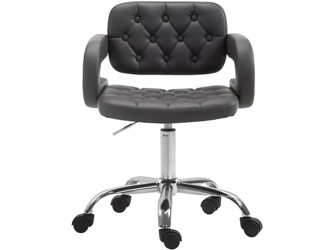 Chaise de bureau - Similicuir & Métal chromé - Gris - Dublin