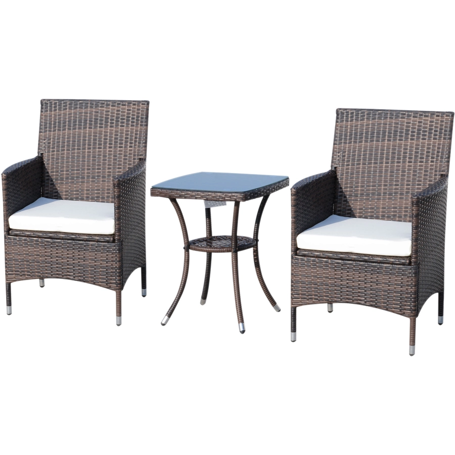 Outsunny Rattan-Sitzgruppe als 3-teiliges Set braun