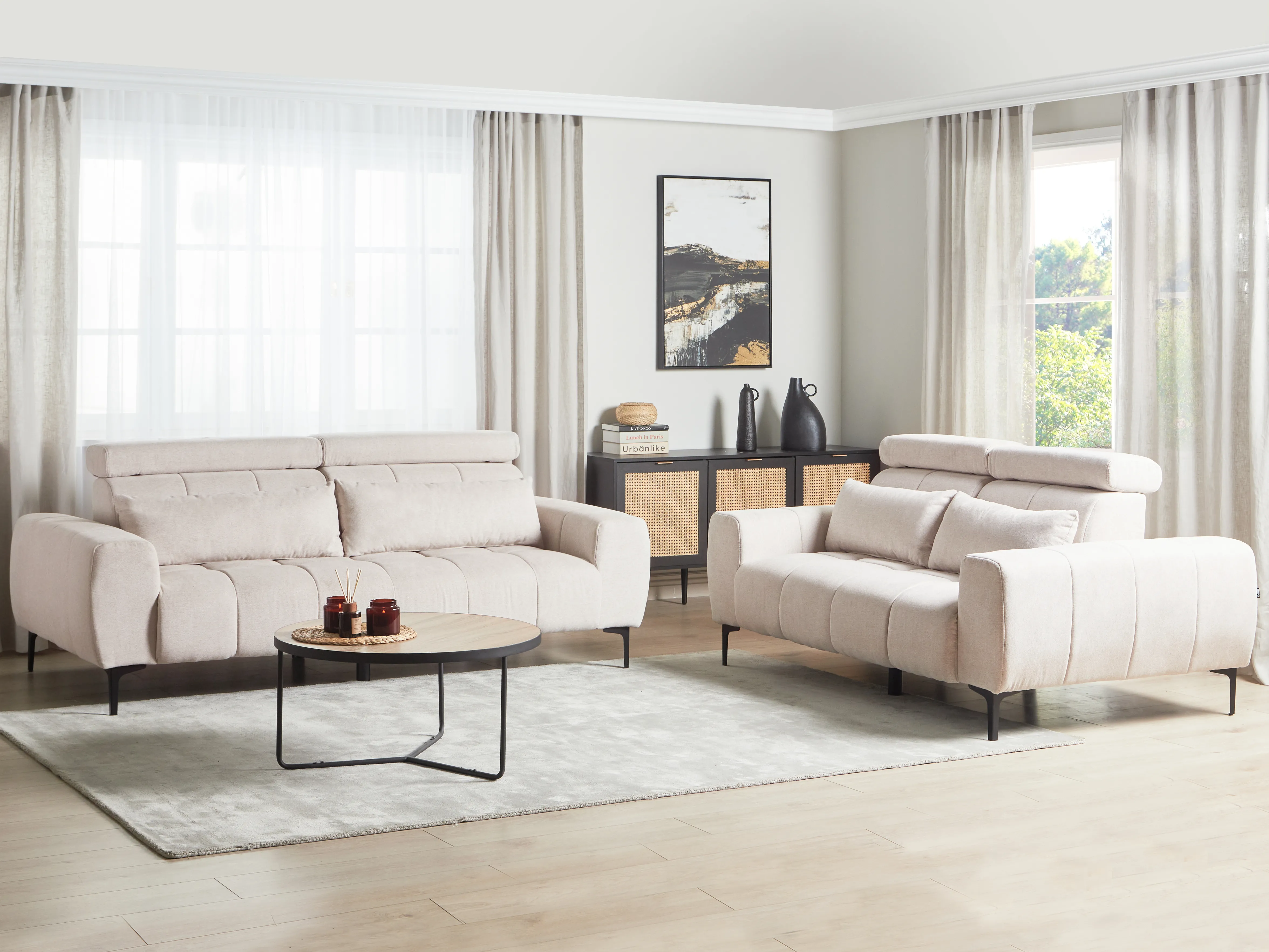 Bank 2-zits VEGAMO Stof Beige
