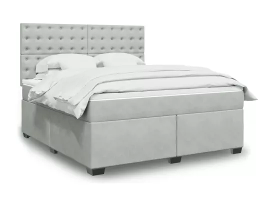 Sommier à lattes de lit et matelas Gris clair 180x200cm Velours