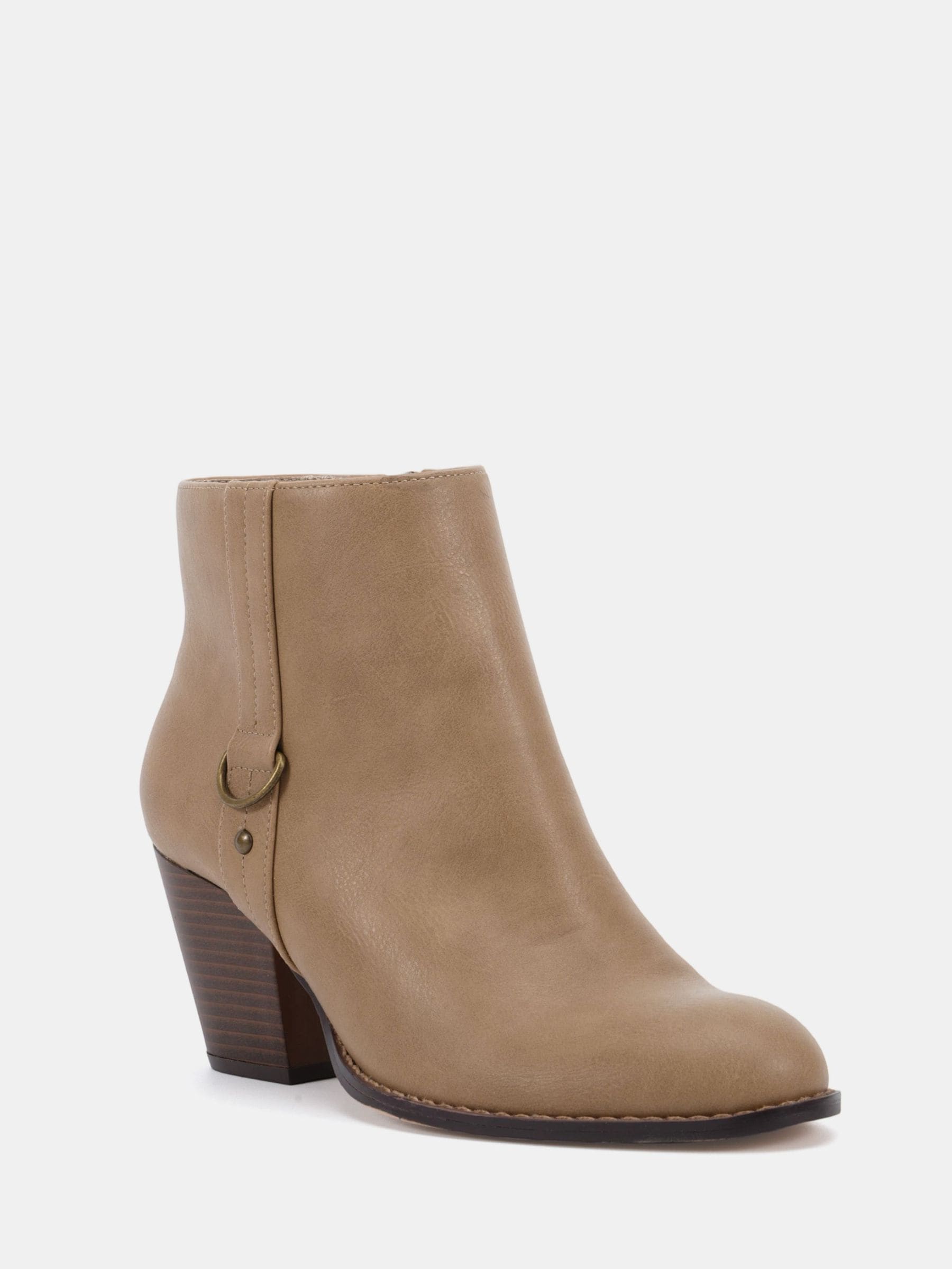 Crème - Novo Wide Fit Juliette Hardware Heeled Ankle Boots