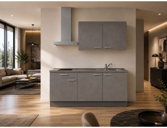CONCEPT1 - Pack Cuisine ASTUCIO BETON GRIS GAUCHE - 180CM