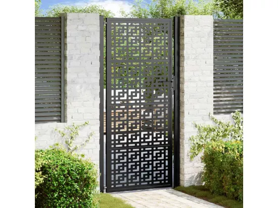 Portail de jardin noir 105x205 cm acier conception croisée