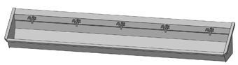 Intersan Sanilav muurwastrog m. 2-greeps mengkraan 300cm 5-personen RVS