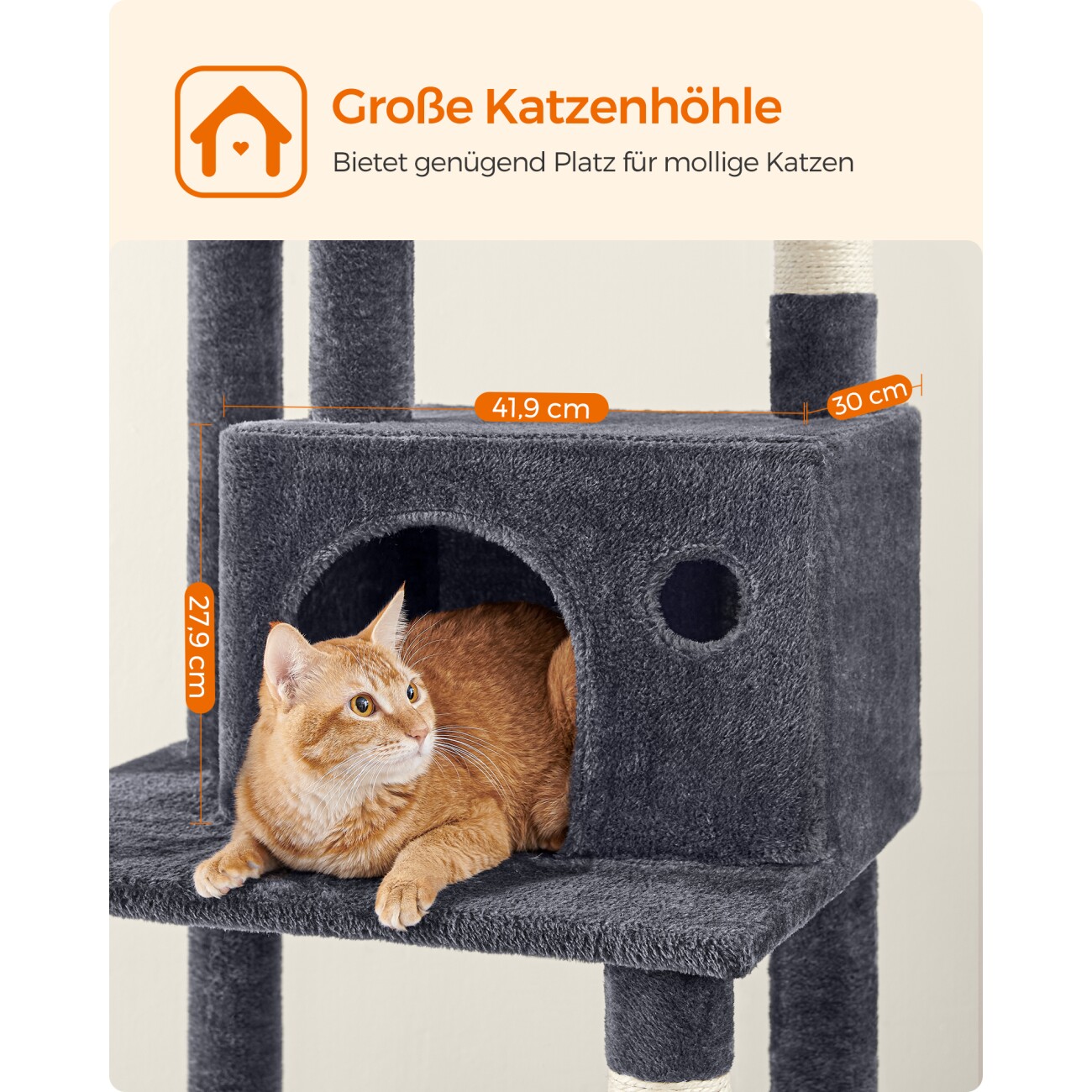 FEANDREA Katzenbaum XXL 199cm hellgrau dunkelgrau