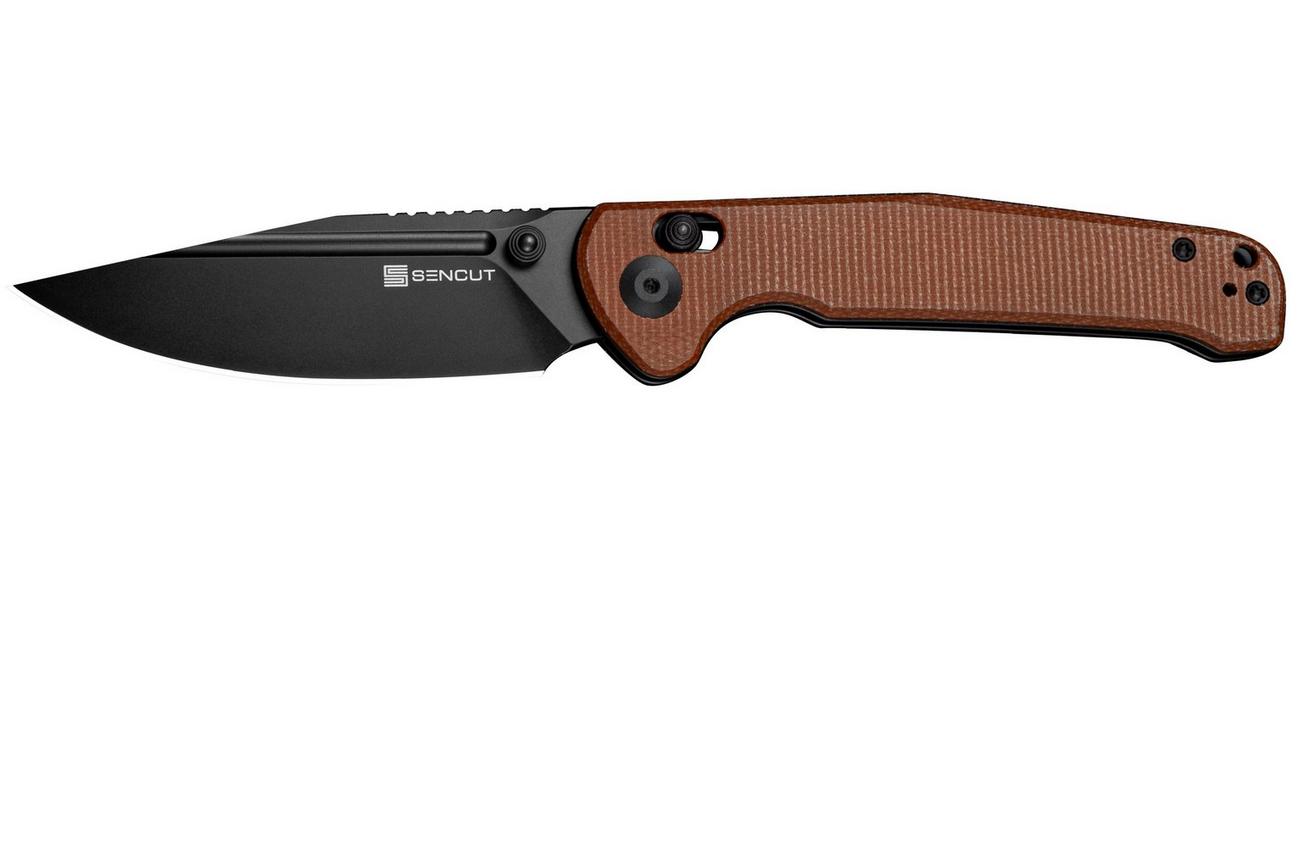 SENCUT Glenspar S25046-3 Black, Brown Canvas Micarta, zakmes