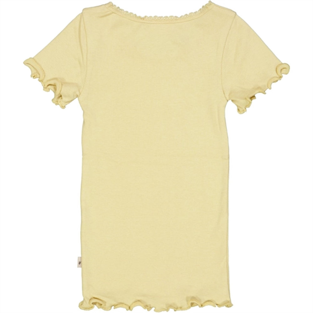 Yellow Dream Rib Lace T-shirt - Wheat → Luksusbaby.dk