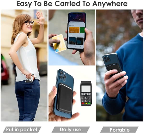 INF Magnetisk kortholder til iPhone 12/13-serie, sort kunstskinn