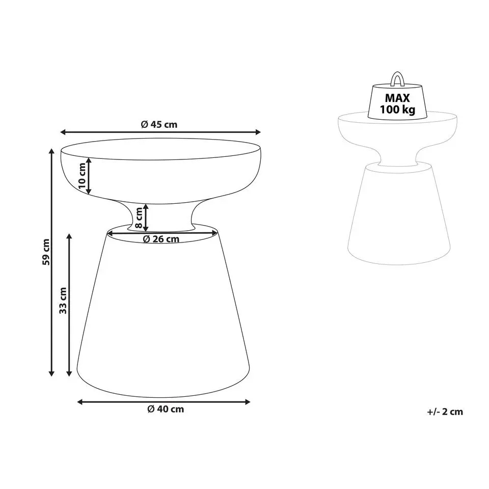 MINCIO - Bijzettafel - Zwart - Lichtbeton