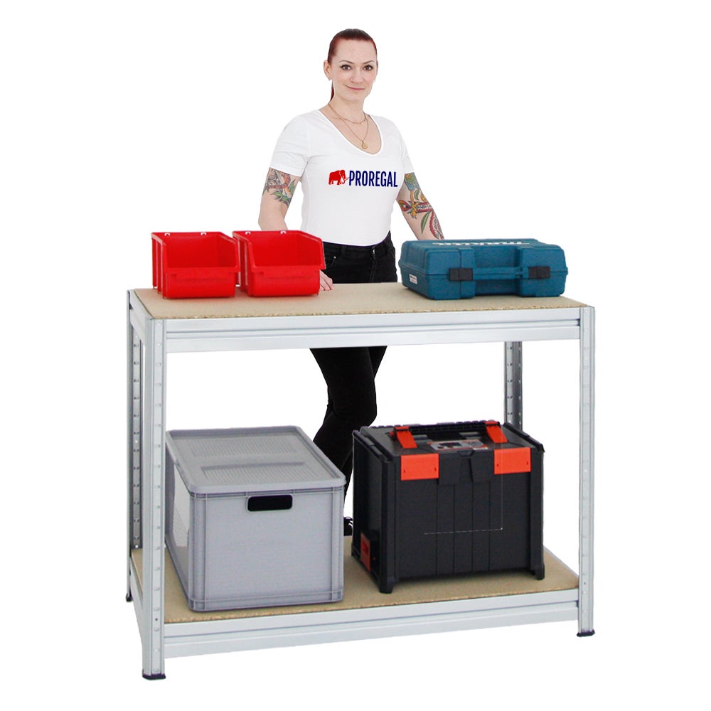 PROREGAL In hoogte verstelbare werkbank Dino HxBxD 90 x 120 x 60 cm Draagvermogen 600 kg Gegalvaniseerd