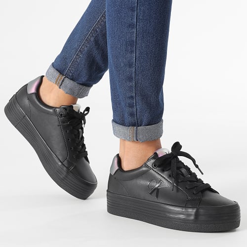 Baskets Femme Bold Vulcan Flatform Laceup Leather 1144 Black Amethyst