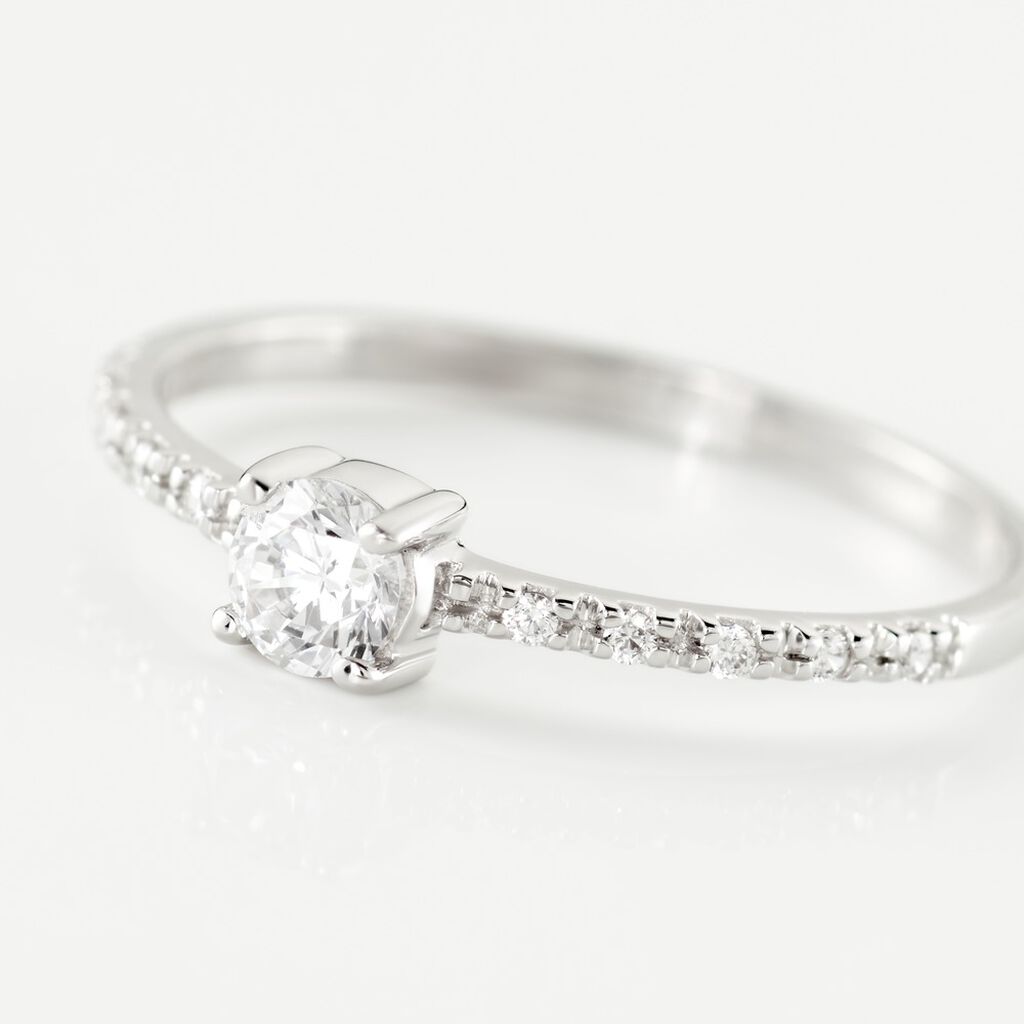 Bague Solitaire Servana Or Blanc Oxyde De Zirconium