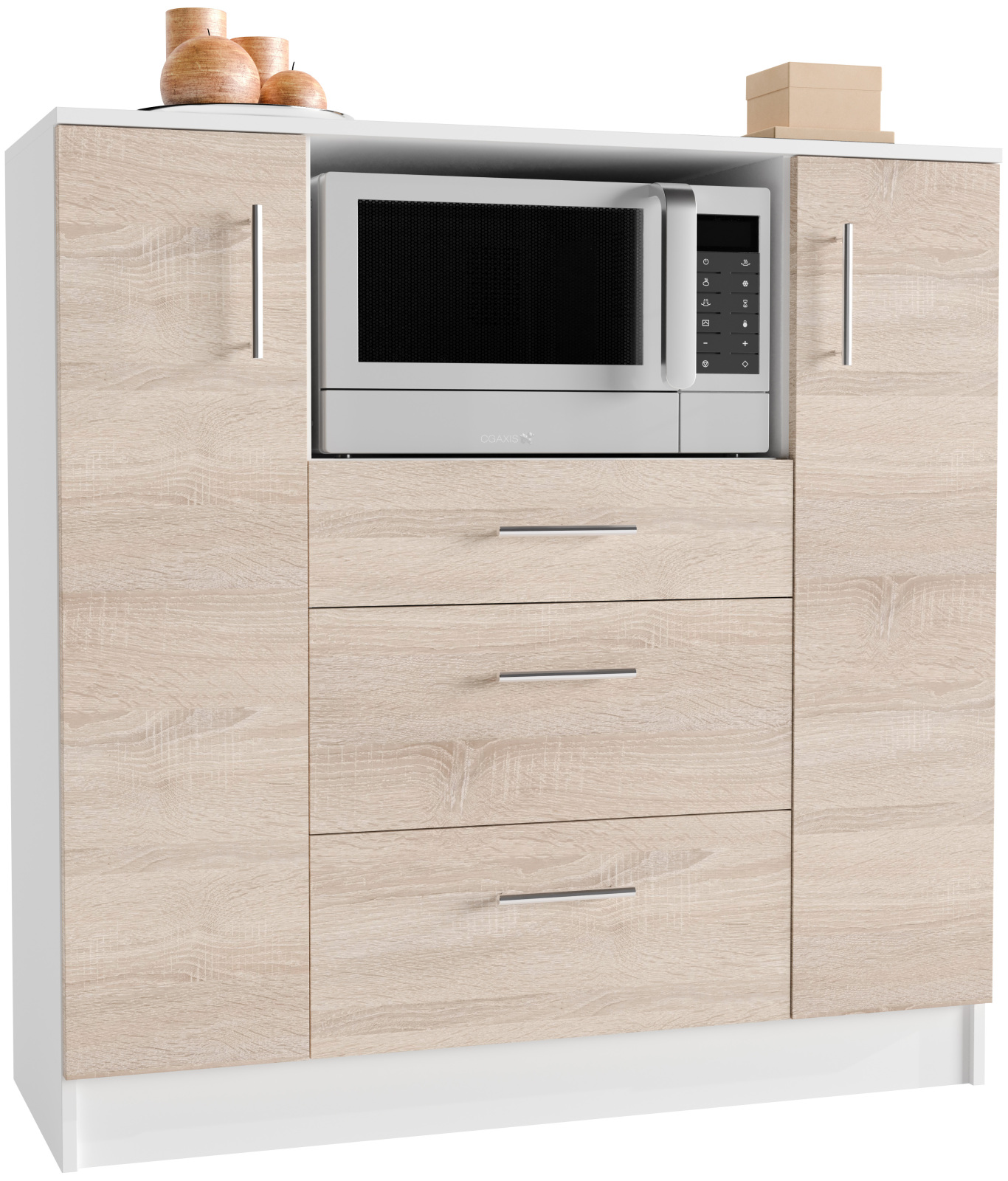 Küchenkommode ESILO - Sonoma Eiche - weiß - 109 cm breit