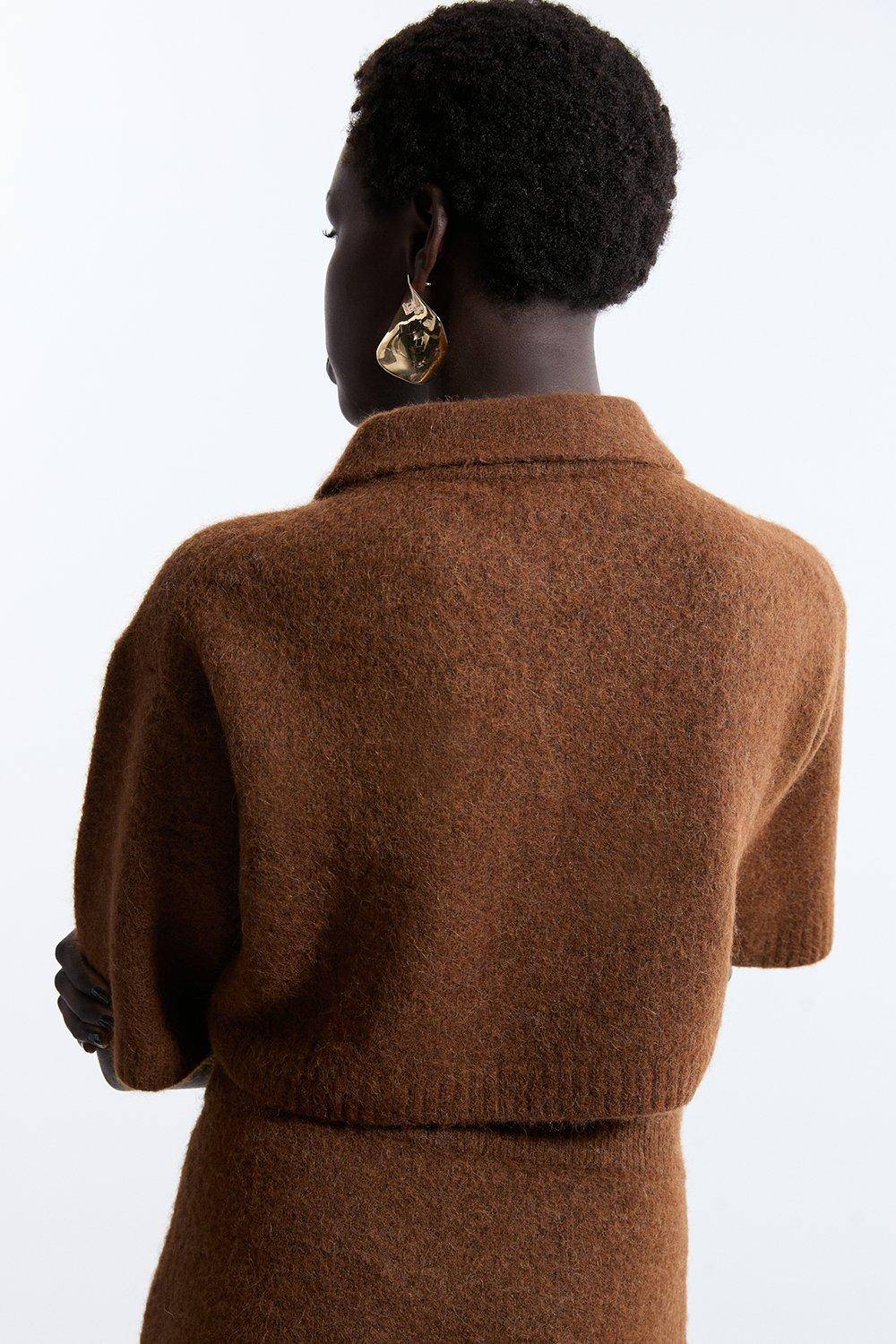 KarenMillen Haut polo en tricot moelleux en laine d'alpaga
