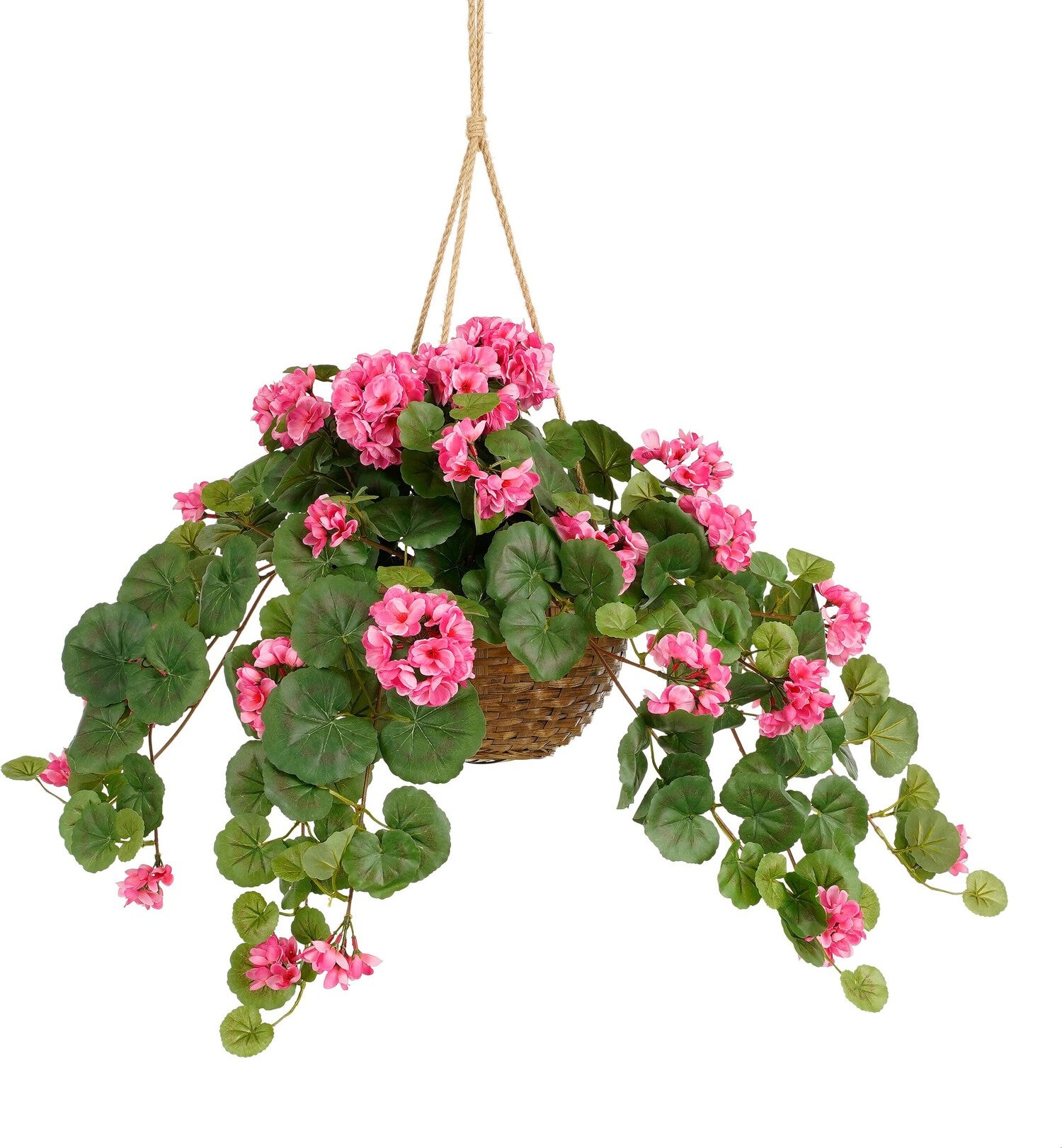 Mica Decorations kunstplant Geranium in mand roze H 33 D 70 cm