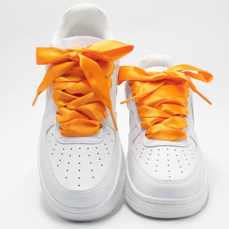 (1 Paar) 120cm Breite Satin Schnürsenkel Klassische Sneaker Schuhbändel - Orange