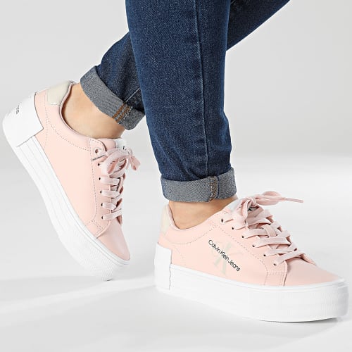 Baskets Femme Bold Vulcan Flatform Low Lace Leather 1294 Peach Blush Eggshell