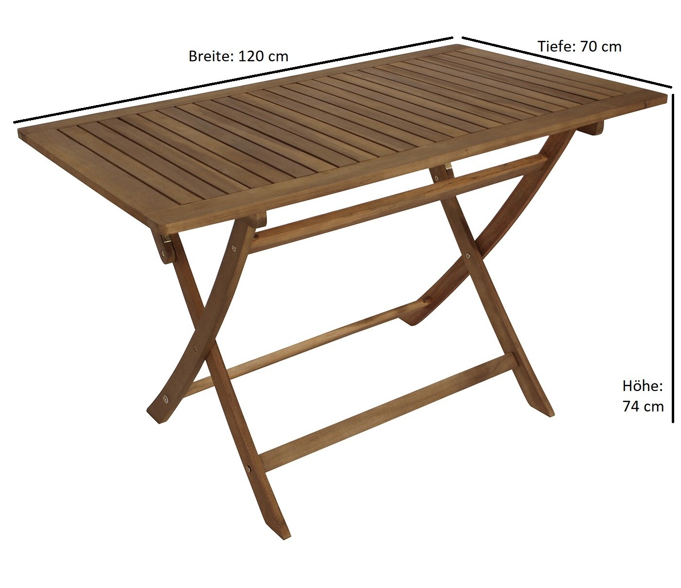 DEGAMO Klapptisch TOBAGO 70x120cm rechteckig, Akazie geölt