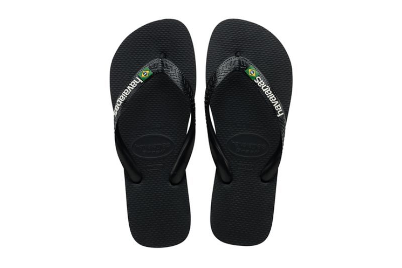 HAVAIANAS BRASIL LOGO KLIPKLAPPER I SORT GUMMI