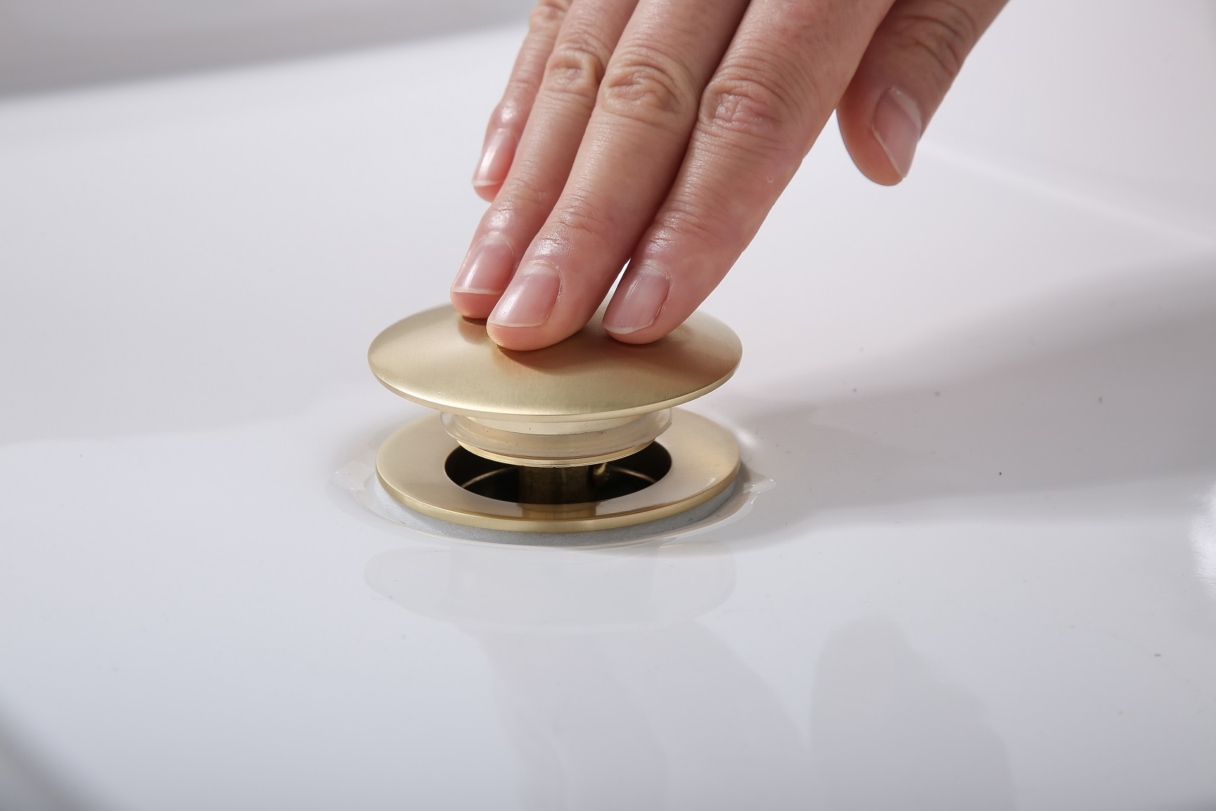 Saniclear Brass clickwaste messing geborsteld - goud mat