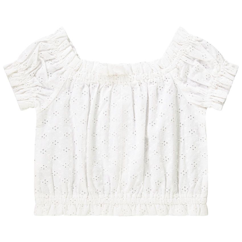 Top en broderie anglaise pour fille - Gris