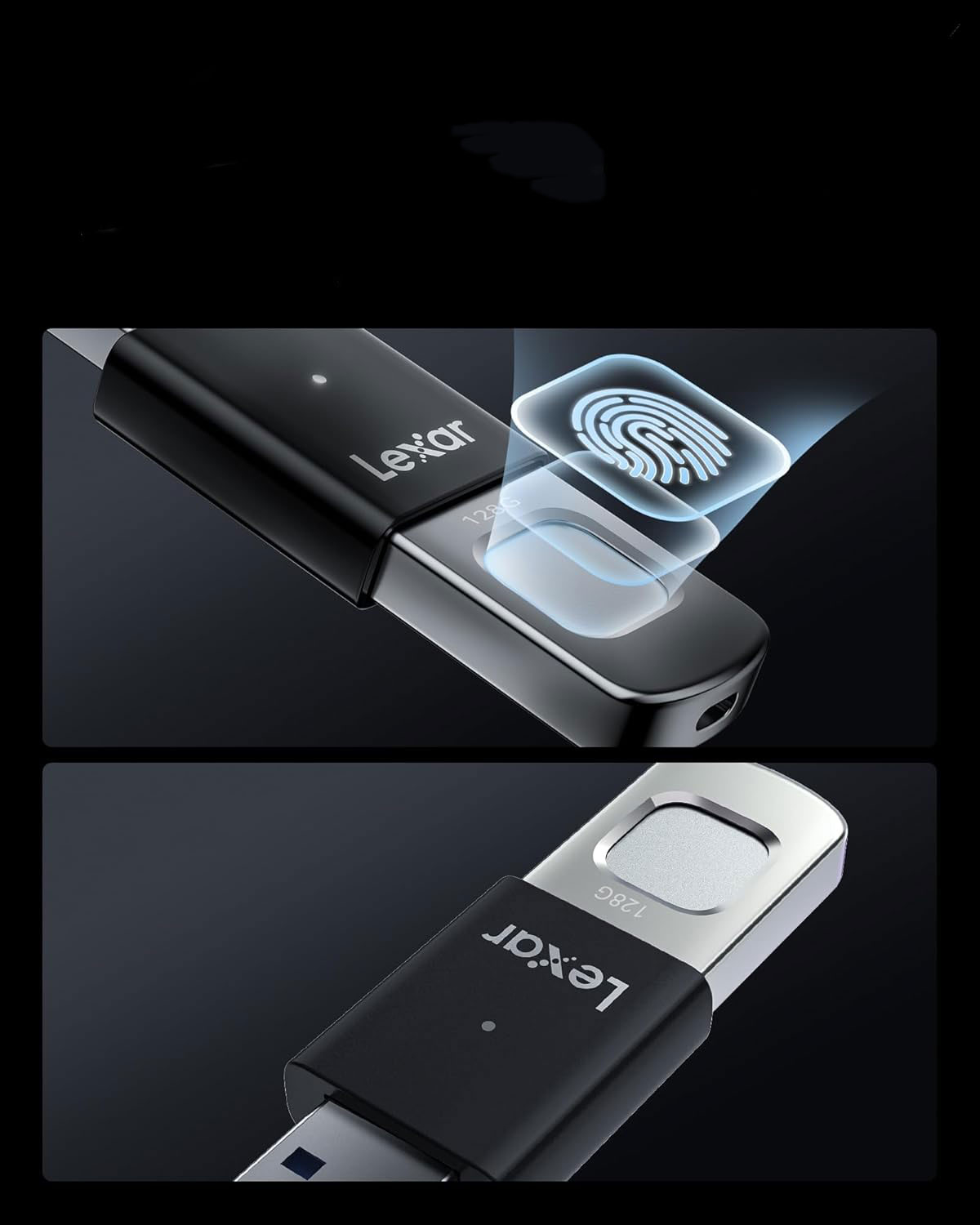 (128GB) JumpDrive Fingerprint F35 PRO USB 3.2 Speicher Stick Flash Drive 400 Mbit/s (LJDF35P128G-RNBNG) - Schwarz