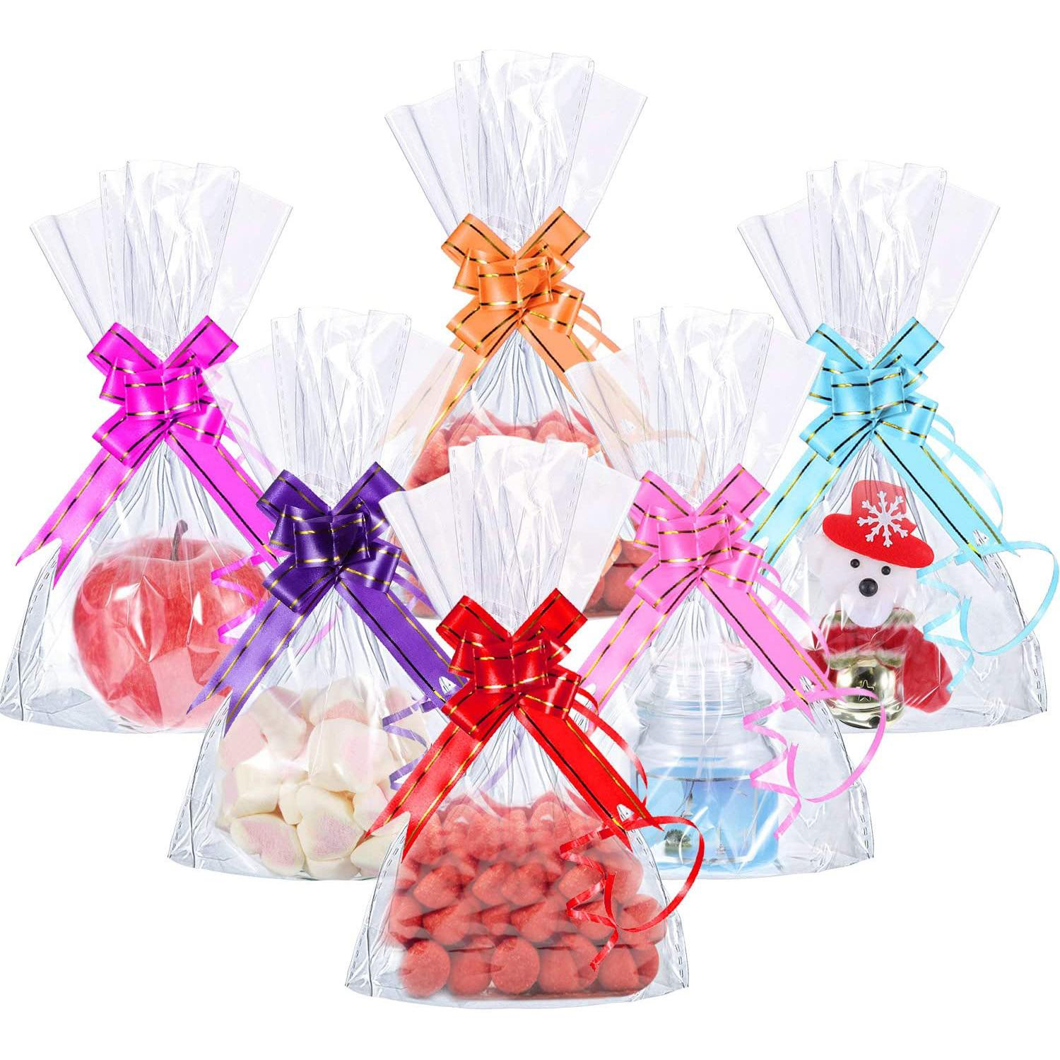 (200er Set) 20.5cm Wiederverwendbare Geschenk Maschen Zug Schleifen - Rot / Gold