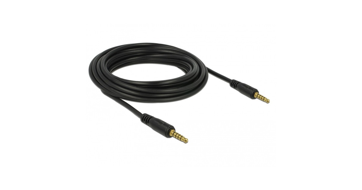 DeLOCKStereo Jack 3,5 mm 5-Pin (male) > 3,5 mm 5-Pin (male) kabel  (Zwart, 5 meter)