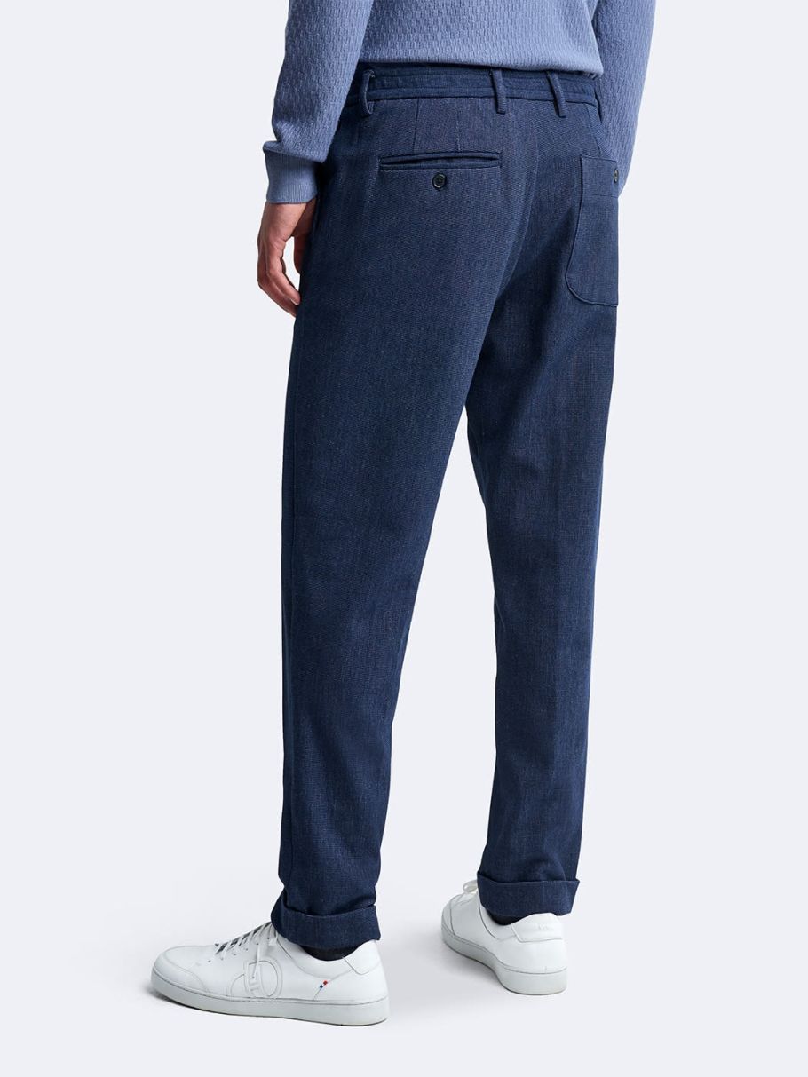Chino en coton mélangé faux uni