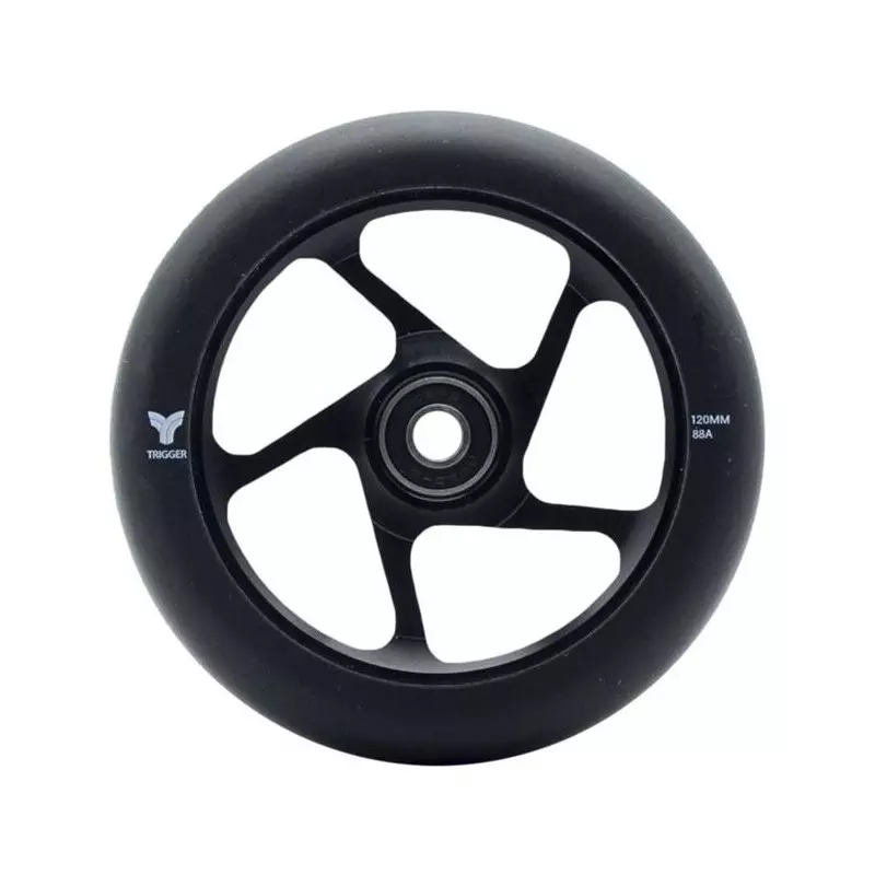 Paire de roues trottinette TRIGGER 5 spokes Black/Black 120mm