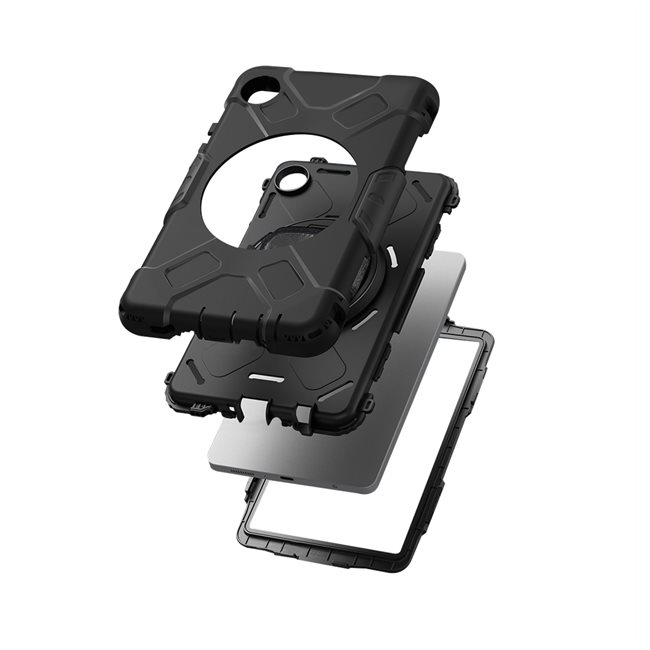 Samsung Galaxy Tab A9 Peak 500m Hybrid Outdoor Hardcase Hülle mit Aufsteller   Handschlaufe (EGPE00166) - Schwarz