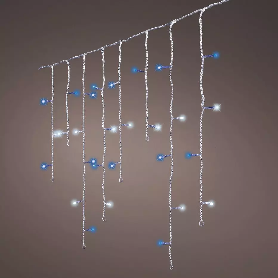 Stalactite lumineuse 7,50 m 175 LED câble blanc Stars Bicolore Bleu et blanc froid