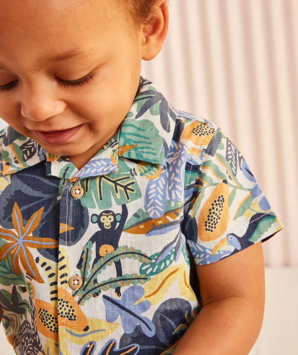 CHEMISE BÉBÉ GARÇON EN COTON THÈME TROPICAL