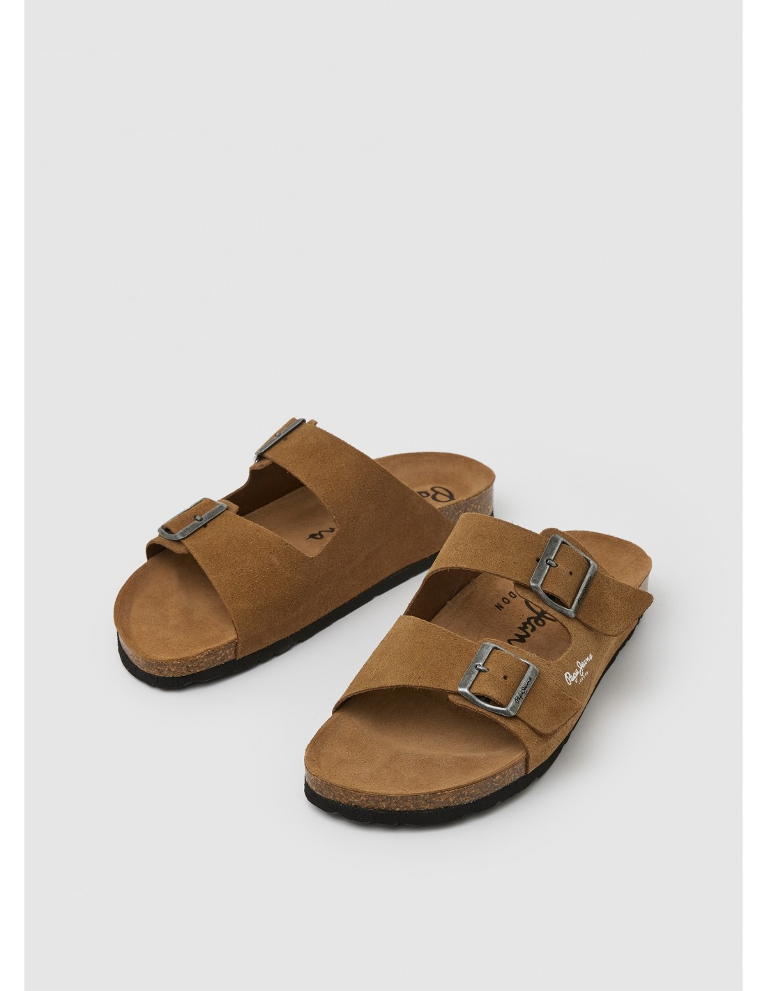 pepe jeans sandales homme bio daim marron camel