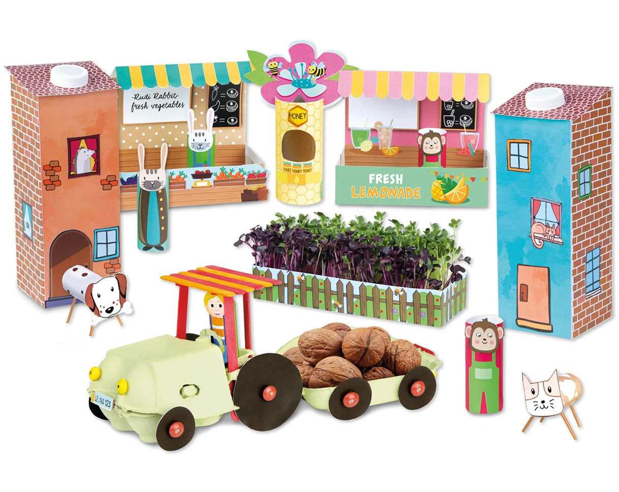Bastelset ECO UPCYCLING - VILLAGE in bunt