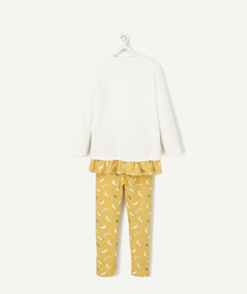 LA CHEMISE DE NUIT JAUNE ET BLANCHE ANIMÉE CHAUSSETTES