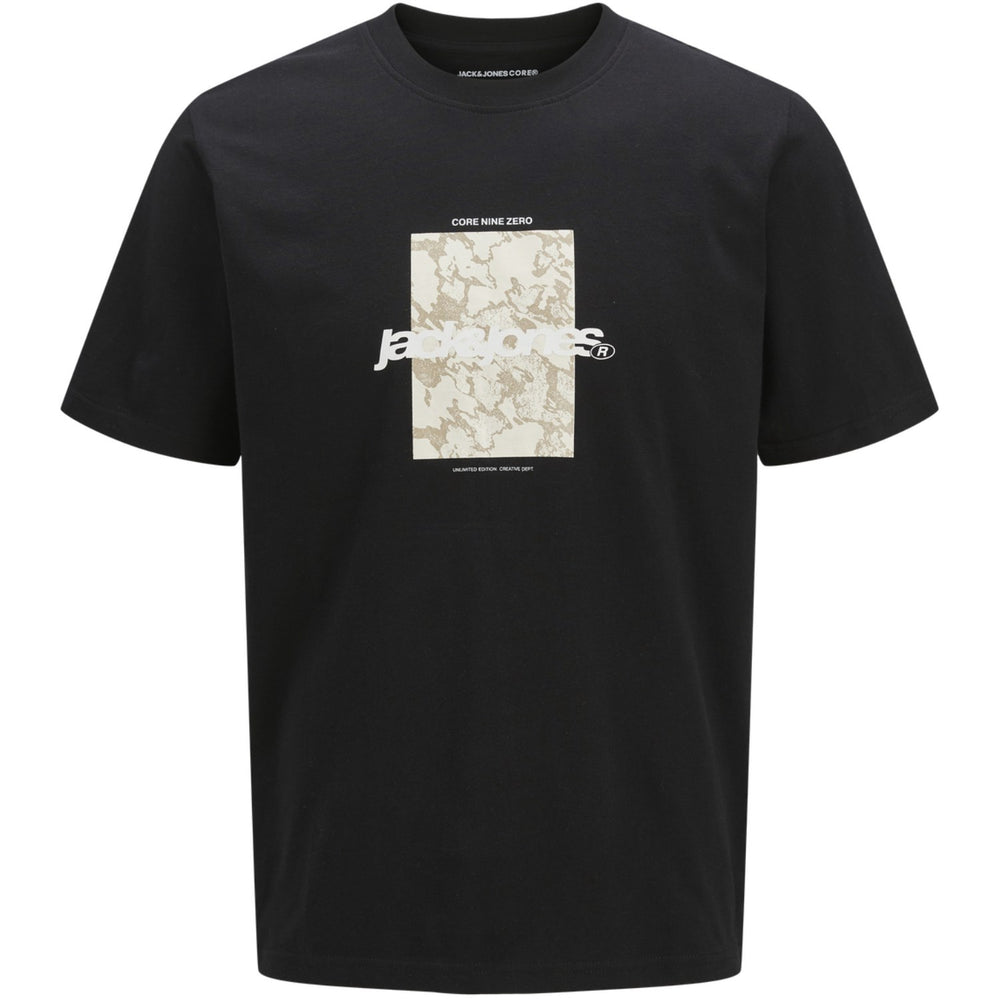 Køb Jack & Jones Junior Black Tarmac Camo Front T-Shirt Crew Neck