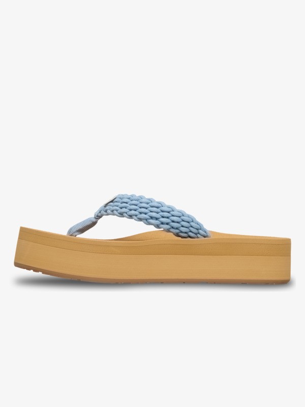 Porto Tongs compensées Bleu Femme