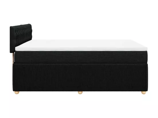 Sommier à lattes de lit avec matelas Noir 140x190 cm Tissu
