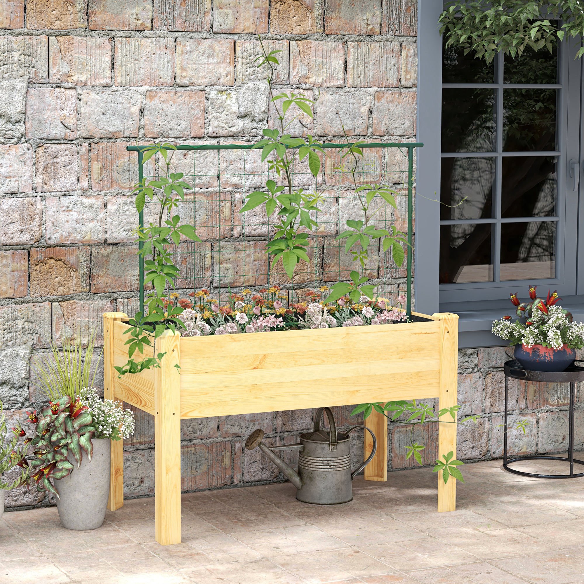 Jardim urbano elevado Outsunny em madeira natural